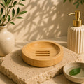 Porte-savon rond en bambou KEROA avec fentes de drainage